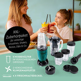 GOURMETmaxx Mr. Mixer Küchenmaschine Smaragdgrün, 18-tlg mit 5 Mixbehältern und vielseitigem Zubehör für schnelle Zubereitung.