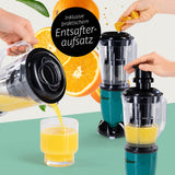 GOURMETmaxx Mr. Mixer Küchenmaschine Smaragdgrün, 18-tlg mit praktischer Entsafter-Aufsatz für frisch gepressten Orangensaft.