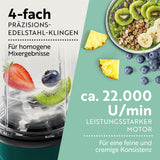 GOURMETmaxx Mr. Mixer Küchenmaschine Smaragdgrün, 18-tlg mit 4-fach Edelstahlklingen und 22.000 U/min Motor für cremige Konsistenz.
