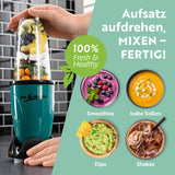 GOURMETmaxx Mr. Mixer Küchenmaschine Smaragdgrün, 18-tlg zum Mixen von Smoothies, Dips, kalten Soßen und Shakes schnell und einfach.