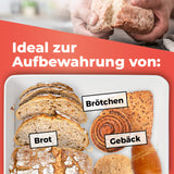 LUMALAND Cuisine Brotkasten aus Metall mit Bambus Deckel, rechteckig, weiß, ideal zur platzsparenden Aufbewahrung von Brot und Gebäck.