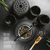 LUMALAND Tee Set 12-teilig aus Gusseisen, schwarz, asiatische Tradition, inkl. Kanne, Becher, Sieb, Bambuslöffel und Untersetzer.