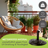 EASYmaxx Sonnenschirmfuß Guß-Optik Schwarz, halbrund, wetterfest, robust, 9kg für kleine Balkone und Terrassen, passgenau an der Wand.