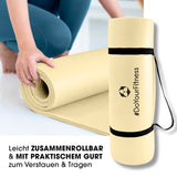 #DoYourFitness Fitnessmatte Hell Beige 190x100x1 cm, rutschfest, leicht zusammenrollbar mit Tragegurt für Yoga und Gymnastik in- und outdoor.