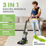 CLEANmaxx Teppichreiniger Pro – 3 in 1 Waschen, Reinigen & Absaugen mit Polsterdüse und Ersatzbürste für Teppiche und Polster.