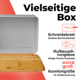 LUMALAND Cuisine Brotkasten aus Metall mit Bambus Deckel, rechteckig 30,5 x 23,5 x 14 cm, multifunktional als Aufbewahrungsbox und Schneidebrett.