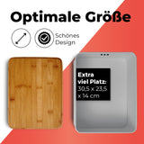 LUMALAND Cuisine Brotkasten aus Metall mit Bambus Deckel, rechteckig 30,5 x 23,5 x 14 cm, hellgrau, platzsparend und multifunktional.
