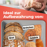 LUMALAND Cuisine Brotkasten aus Metall mit Bambus Deckel, rechteckig, 30,5 x 23,5 x 14 cm, hellgrau, ideal für Brot, Brötchen, Gebäck.