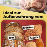 LUMALAND Cuisine Brotkasten aus Metall mit Bambus Deckel, rechteckig, rot, ideal zur platzsparenden Aufbewahrung von Brot und Gebäck.