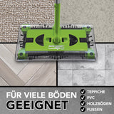 Swivel Sweeper G 2 Akkubesen kabellos in Limegreen mit 4 rotierenden Bürsten, flexibel für Teppiche, PVC, Holzböden und Fliesen.