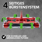 Swivel Sweeper G 2 Akkubesen kabellos mit 4-seitigem Bürstensystem für schnelles und gründliches Putzen in Rot.
