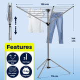 EASYmaxx Wäschespinne 1600 mit 16m Trockenlänge, klappbar, platzsparend, wetterfest für in- & outdoor Wäschetrocknen.