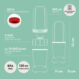 GOURMETmaxx Mr. Magic Mixer - rot/weiß mit 4-fach Edelstahlklinge, 500 ml Becher, auslaufsicherem Deckel und leistungsstarkem Motor.