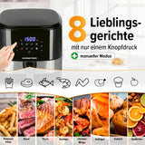 GOURMETmaxx Heißluftfritteuse 6,2 l mit 8 Programmen, Timer und Touchdisplay für fettarmes, schnelles Garen von Lieblingsgerichten.