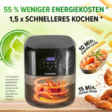 GOURMETmaxx Heißluftfritteuse 6,2 l mit Timer, 8 Programmen, 9 Funktionen, 1500 W für schnelles, fettarmes Garen.