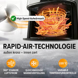 GOURMETmaxx Heißluftfritteuse 6,2 l mit 1500 W, Rapid Air Technologie, 360° Luftstrom, Timer und 8 Programmen für fettarmes Frittieren.