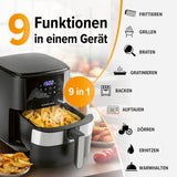 GOURMETmaxx Heißluftfritteuse 6,2 l mit 9 Funktionen wie Frittieren, Grillen, Backen und Timer für fettarmes Garen.