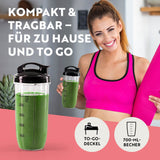 GOURMETmaxx Nutrition Mixer - 4-tlg. mit 700-ml-Becher, To-go-Deckel, ideal für Smoothies, kompakt und tragbar für zu Hause und unterwegs.