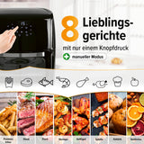 GOURMETmaxx Heißluftfritteuse 12 l mit Touchdisplay, 8 Programme für Pommes, Steak, Fisch, Geflügel und mehr, 1800 W Leistung.