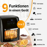 GOURMETmaxx Heißluftfritteuse 12 l mit 9 Funktionen, Touchdisplay, Drehspieß, 1800 W für vielseitiges fettarmes Garen.
