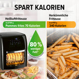 GOURMETmaxx Heißluftfritteuse 12 l mit Touchdisplay und Drehspieß, fettarm frittieren mit 80% weniger Fett als klassische Fritteuse.