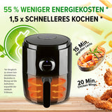 GOURMETmaxx Digitale Heißluft-Fritteuse schwarz mit Touchdisplay, 1400 W, 3 Liter, schnellere & energiesparende Zubereitung.