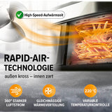 GOURMETmaxx Doppelkammer-Heißluftfritteuse 2x3,5L mit 360° Rapid Air Technologie, 2400W, Timer, 10 Programmen und Temperaturkontrolle bis 220°C.