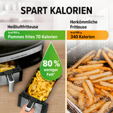GOURMETmaxx Doppelkammer-Heißluftfritteuse 2x3,5L mit 80% weniger Fett als herkömmliche Fritteuse, fettarm und kalorienarm.