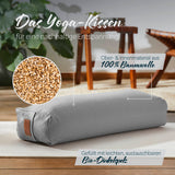 #DoYourYoga Yoga-Bolster Paravati gefüllt mit Bio-Dinkelspelz, Zementgrau, 67 x 22 x 13 cm, 100% Baumwolle Bezug