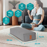 #DoYourYoga Yoga-Bolster Paravati gefüllt mit Bio-Dinkelspelz, 67 x 22 x 13 cm, Zementgrau, waschbarer Bezug, atmungsaktiv, formanpassend