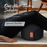 #DoYourYoga Yoga-Kissen Vishnu, rund 30x30x15 cm, schwarz, mit Bio-Dinkelspelz gefüllt, ideal für Yoga, Pilates, Meditation und Wirbelsäulenstütze.