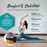 #DoYourYoga Yoga-Kissen Vishnu rund currygelb, mit Bio-Dinkelspelz gefüllt, unterstützt Symmetrie und Gelenke bei Yoga-Posen.