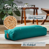 #DoYourYoga Yoga-Bolster Paravati, dunkelgrün, 67 x 22 x 13 cm, gefüllt mit austauschbarem Bio-Dinkelspelz, 100% Baumwolle Bezug.