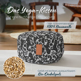 #DoYourYoga Yoga-Kissen Vishnu rund 30x30x15 cm, weiß-schwarz, Bio-Dinkelspelz, 100% Baumwolle, waschbar, prall gefüllt, anpassbar.