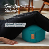 #DoYourYoga Yoga-Kissen Vishnu rund Dunkelgrün, gefüllt mit Bio-Dinkelspelz, unterstützt Stabilität bei Yoga, Pilates und Meditation.
