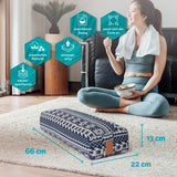 #DoYourYoga Yoga-Bolster Paravati - gefüllt mit Bio-Dinkelspelz, 67 x 22 x 13 cm, Style 1 (Blau-Weiß), waschbarer Bezug.
