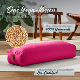 #DoYourYoga Yoga-Bolster Paravati gefüllt mit Bio-Dinkelspelz, 67 x 22 x 13 cm, Pink, aus 100% Baumwolle, waschbarer Bezug.