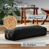 #DoYourYoga Yoga-Bolster Paravati, gefüllt mit Bio-Dinkelspelz, Bezug aus 100% Baumwolle, 67 x 22 x 13 cm, Schwarz