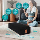 #DoYourYoga Yoga-Bolster Paravati Schwarz, 67x22x13 cm, gefüllt mit Bio-Dinkelspelz, waschbarer Bezug, atmungsaktiv und anpassbar.