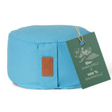 #DoYourYoga Yoga-Kissen Vishnu rund 30x30x15 cm hellblau, gefüllt mit Bio-Dinkelspelz und 100% Baumwollbezug.