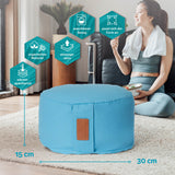 #DoYourYoga Yoga-Kissen Vishnu hellblau, rund 30x30x15 cm, mit Bio-Dinkelspelz, waschbarer Bezug, atmungsaktiv, formanpassend, wärmespeichernd