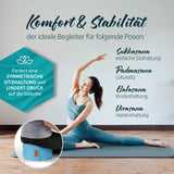 #DoYourYoga Yoga-Kissen Vishnu rund 30x30x15 cm hellblau, gefüllt mit Bio-Dinkelspelz für Komfort und Stabilität bei Yoga-Übungen.