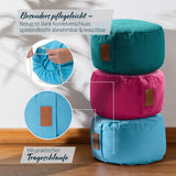 DoYourYoga Yoga-Kissen Vishnu rund 30x30x15 cm hellblau, Bio-Dinkelspelz, waschbarer Bezug mit Kordelverschluss, Trageschlaufe.