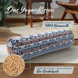 #DoYourYoga Yoga-Bolster Tarik, gefüllt mit Bio-Dinkelspelz, 68x22x22 cm, nachhaltiges Yogakissen mit Baumwollbezug und indischem Design.