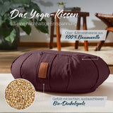 #DoYourYoga Yoga-Kissen Ganesh in Braun, gefüllt mit Bio-Dinkelspelz, Ober- und Innenmaterial aus 100% Baumwolle, Maße 45x30x14 cm.