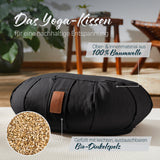 #DoYourYoga Yoga-Kissen Ganesh, schwarz, Halbmond 45x30x14 cm, gefüllt mit Bio-Dinkelspelz, Ober- & Innenmaterial aus 100% Baumwolle