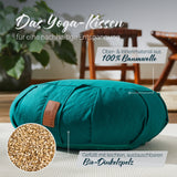 #DoYourYoga Yoga-Kissen Ganesh in Dunkelgrün, gefüllt mit Bio-Dinkelspelz, 45x30x14 cm, 100% Baumwolle, Meditationskissen
