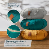 #DoYourYoga Yoga-Kissen Ganesh in Dunkelgrün, gefüllt mit Bio-Dinkelspelz, 45x30x14 cm, abnehmbarer, waschbarer Bezug aus Baumwolle.