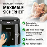 GOURMETmaxx Heißluft-Fritteuse Digital 4,5l schwarz mit automatischer Abschaltfunktion und Cool-Touch-Technologie für maximale Sicherheit.