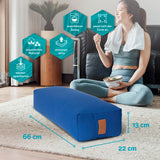 #DoYourYoga Yoga-Bolster Paravati in Navyblau, 67x22x13cm, gefüllt mit Bio-Buchweizenschalen, waschbarer Bezug, anpassbar und atmungsaktiv.